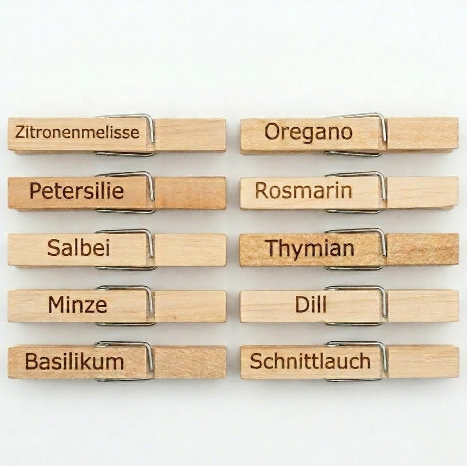 Holzklammern-Set „Kräuter“ (10er-Set)