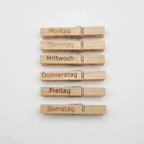 Holzklammern-Set „Wochentage“ (7er-Set)